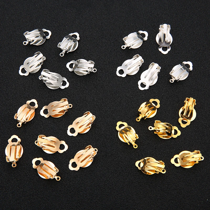 50pcs/Lot 10x10mm NO Piercing Earrings Clips with Circle Fit Earring Jewelry Blank Base Settings Craft DIY Making Findings