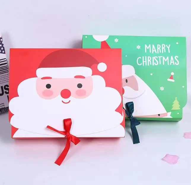 

Unique Christmas Eve Big Gift Box Santa & Fairy Design Papercard Kraft Present Party Favour Activity Box red green