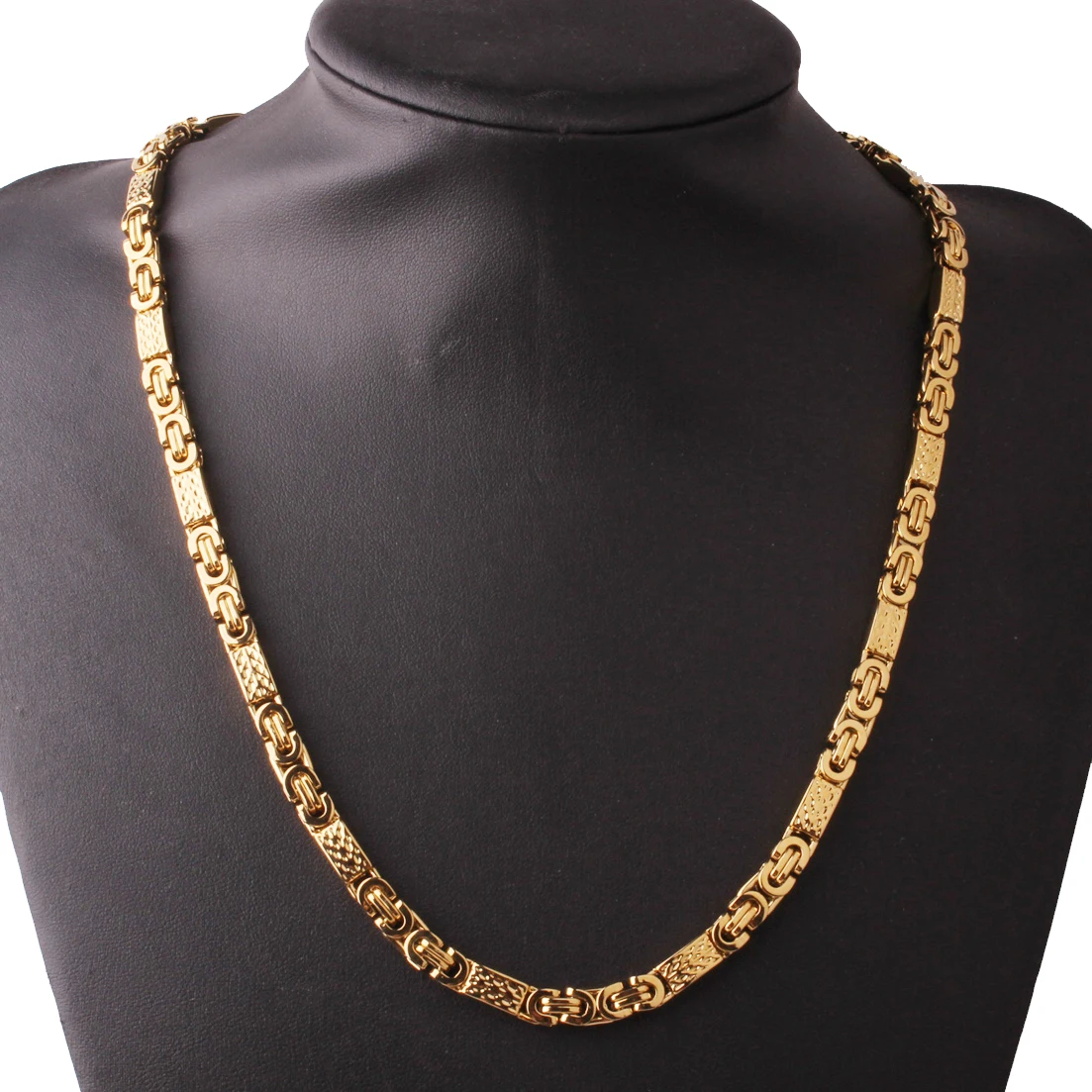 6/8/11mm Wide Customized Any Length Gold Tone Byzantine Stainless Steel Necklace Boys Men Chain Necklace Fashion jewelry