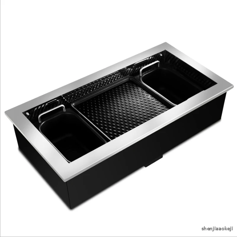 Bếp Nướng Điện Không Khói Nhà Nướng Bánh Chống Dính Chảo Tự Làm Thịt Nướng Điện Nướng Khay Nồi Lẩu Mini 2 Trong 1 Điện nồi Nướng Lẩu