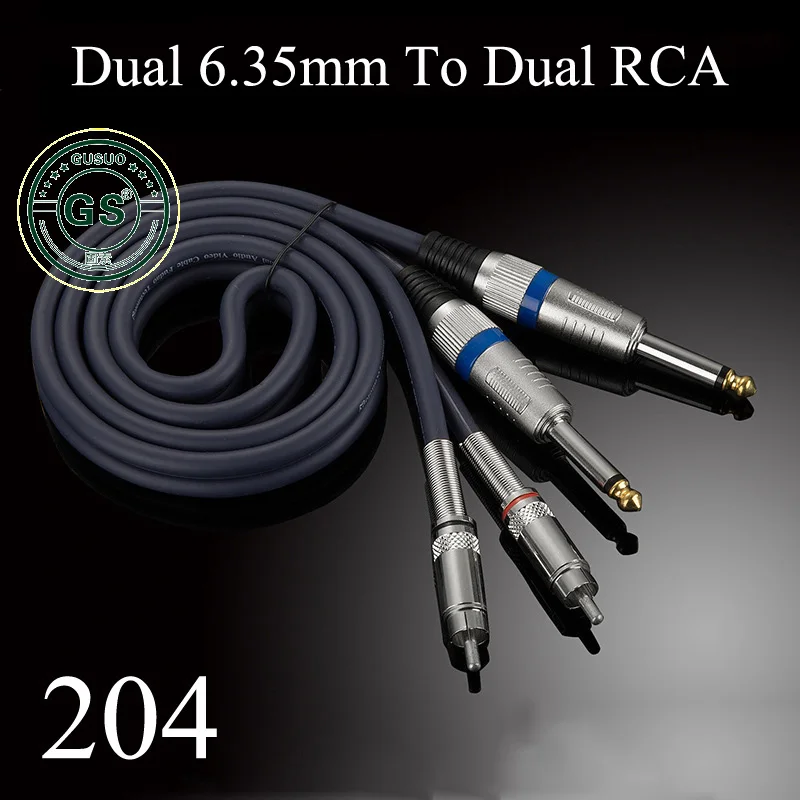 GUSUO Quality Dual RCA to 2x 6.35mm 1/4\'\' Mono TS Plug Audiophile Audio Cable  for Mixer Amplifier 0.5M-30M