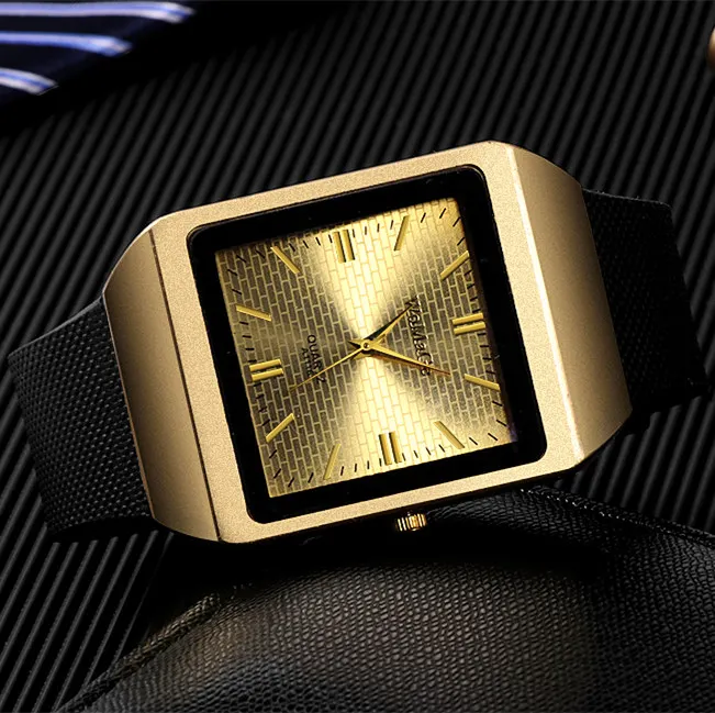 WoMaGe Brand Gold Case Watch Men\'s Casual Fashion Unisex Watches hot sale Clock kol saati silicone wristwatch masculino relojes