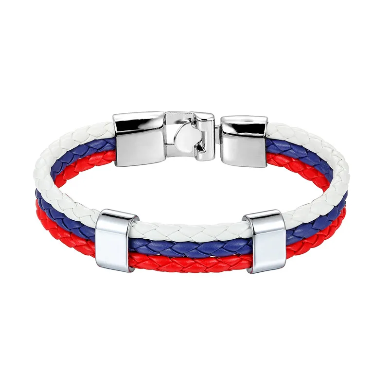 MKENDN High Quality Country Spain Flag Leather Bracelet Men Women Easy-hook Bracelets & Bangles Male Female Jewelry Pulseras