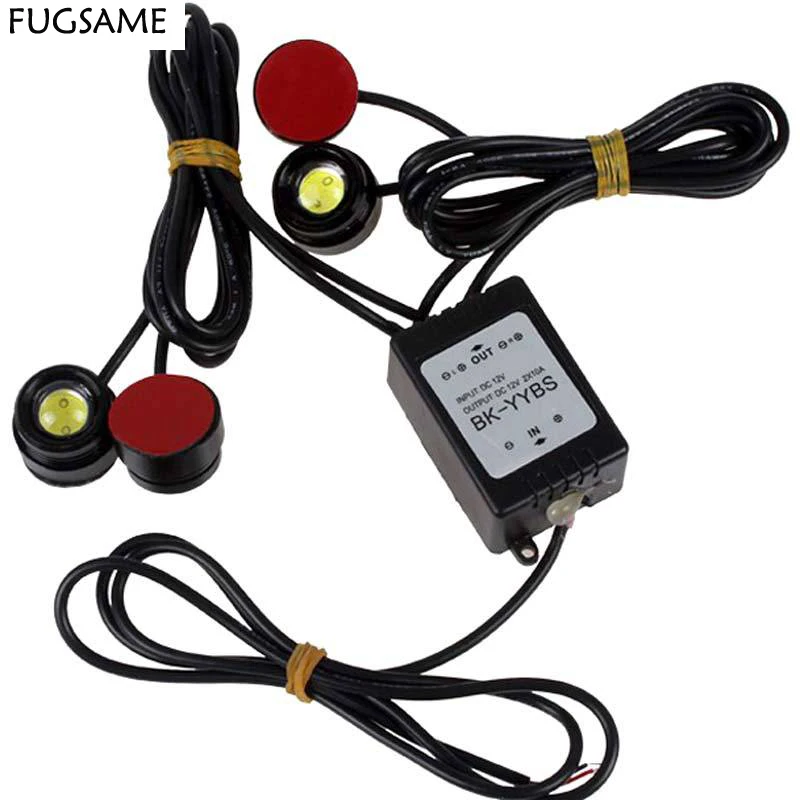 FUGSAME Led Flash Car Light Wireless Remote Eagle Eye Light Kit Auto Strobe Day Time Light Fog Lamp Auxiliary Headlight Kit