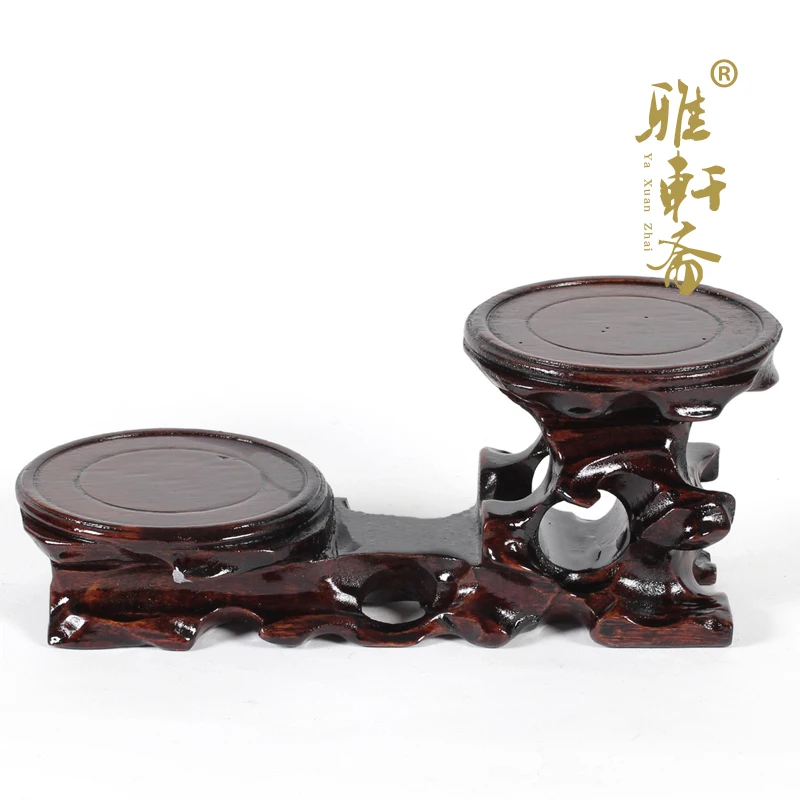 Z Zhai Gallery] jade red wood base decoration crafts teapot base catalpas black jade base