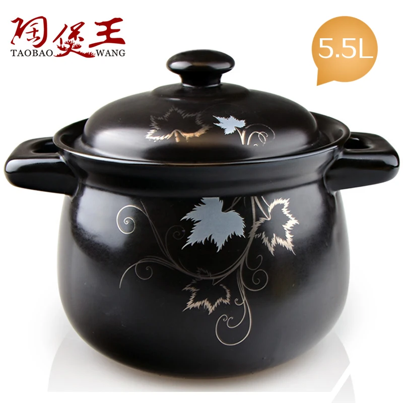 The king of clay pot black with high-grade ceramic casserole stew soup Jinhua 5.5L soup soup pot special offer free shipping