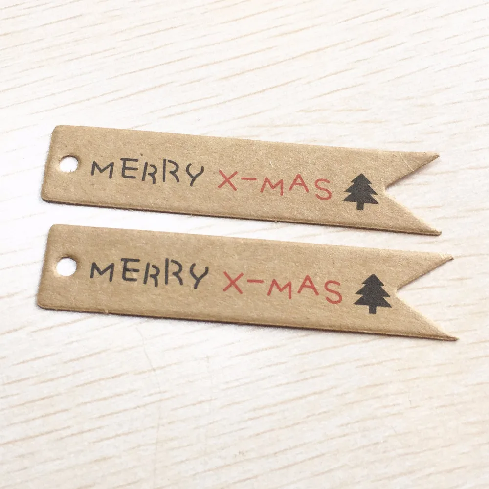 100pcs 7*1.5cm kraft paper thank you/hand made with love  christmas gift  tags for DIY gift box/product packing labels/price tag