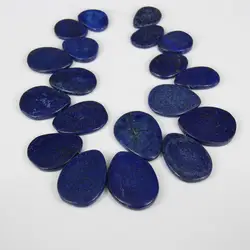 Approx 18pcs,Natural Lapis Flat Teardrop Beads Slice Pendant,Top Drilled,Raw Smooth Lapis Lazuli Slab Loose Beads Necklace