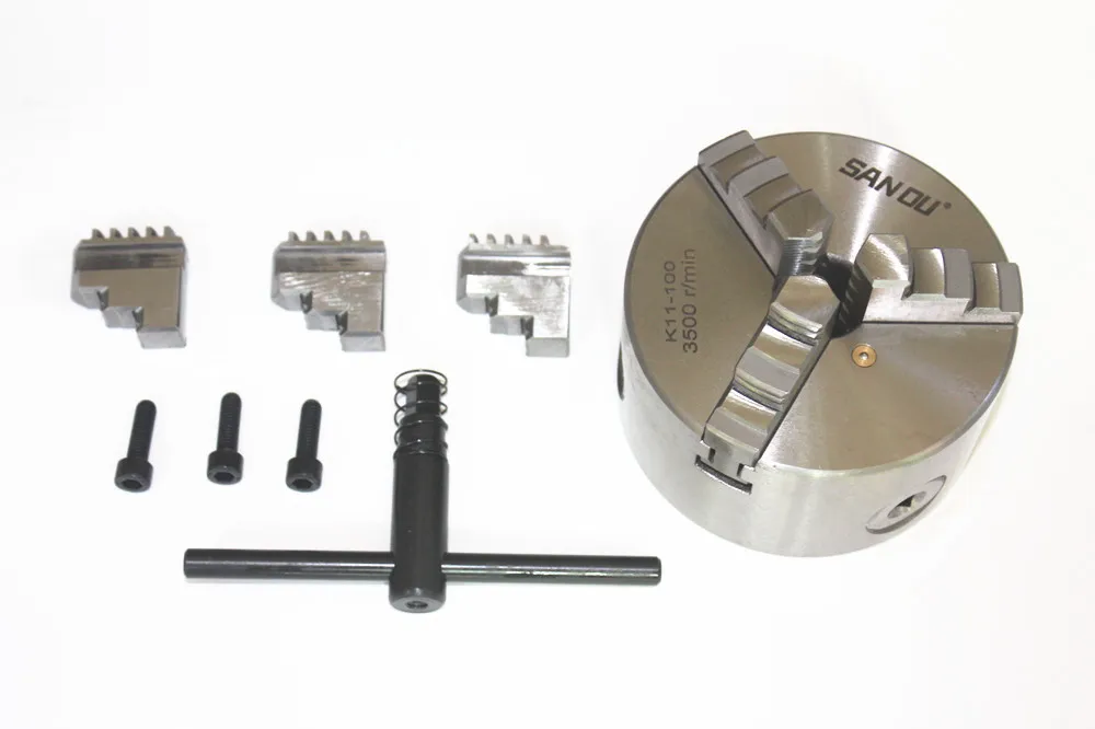 SAN OU K11 100 3-Jaw Lathe Chuck Manual Self-Centering Metal K11-100 Lathe Chuck With Jaws Turning Machine Tools Accessories