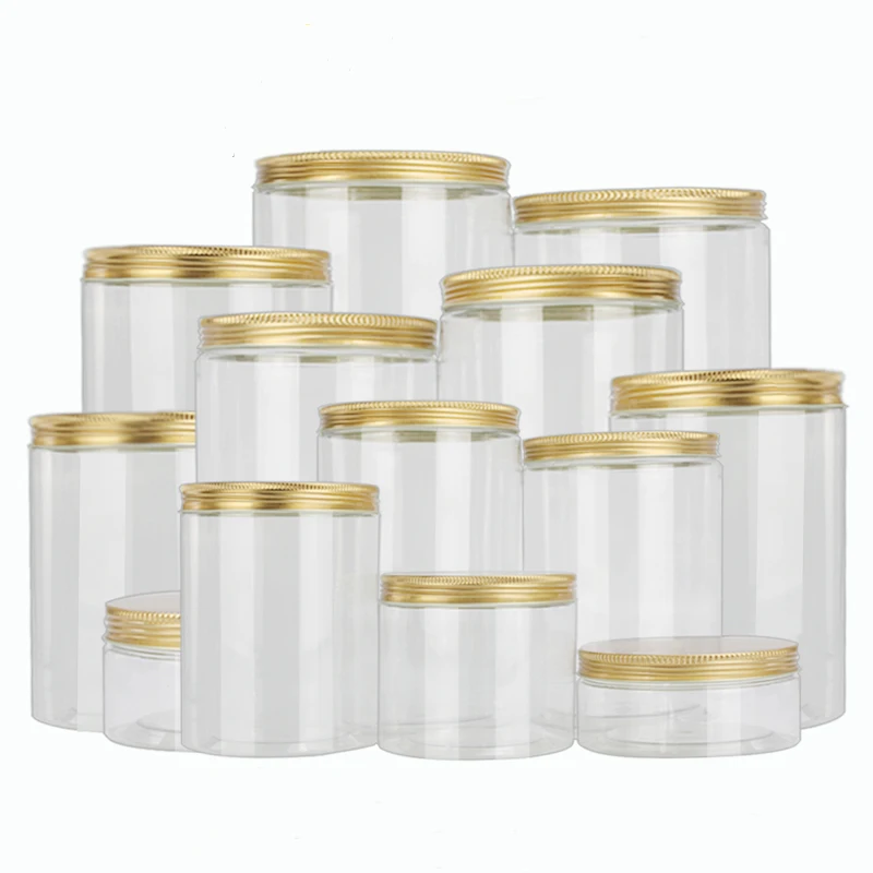 

Plastic Storage Bottle for Food Candy Cookie, Plastic Tube, Gold Aluminum Lids, Cosmetic Jar, 18 PCs/Lot