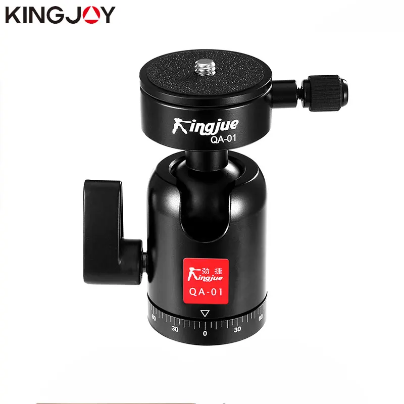 KINGJOY Mini Tripod Head Universal Ballhead Aluminum Pan&Tilt with Plate 1/4 3/8 Inch Screw For DSLR SLR Camera, Gopro