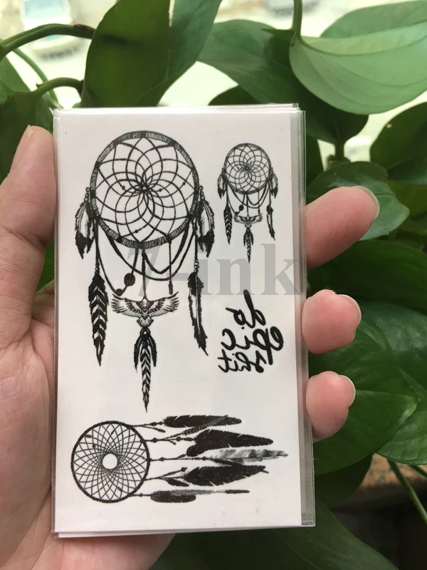 Переводная-имитация-татуировки-привлекательный-Ловец-снов-татуировка-Ловец-снов-водостойкая-Временная-имитация-татуировки-для-женщин-105-6-см-девочек