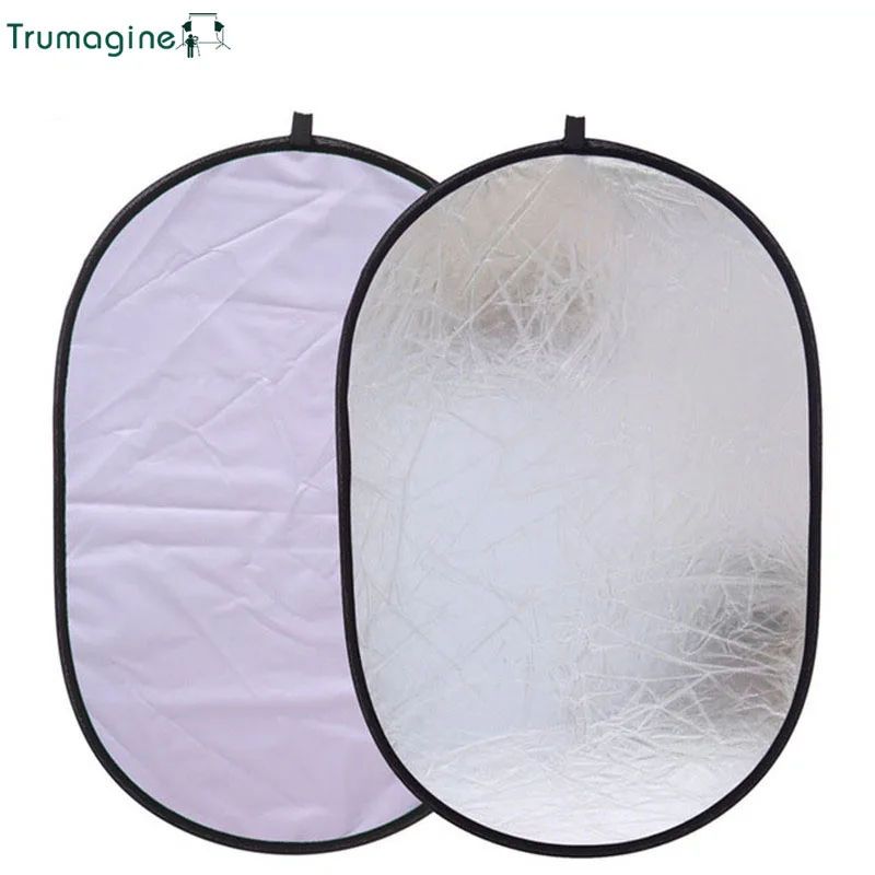 

TRUMAGINE 60x90CM 2 in 1 Collapsible Silver&White Small Sun Reflector Photography Diffuser Photography Oval Photo Studio Light R