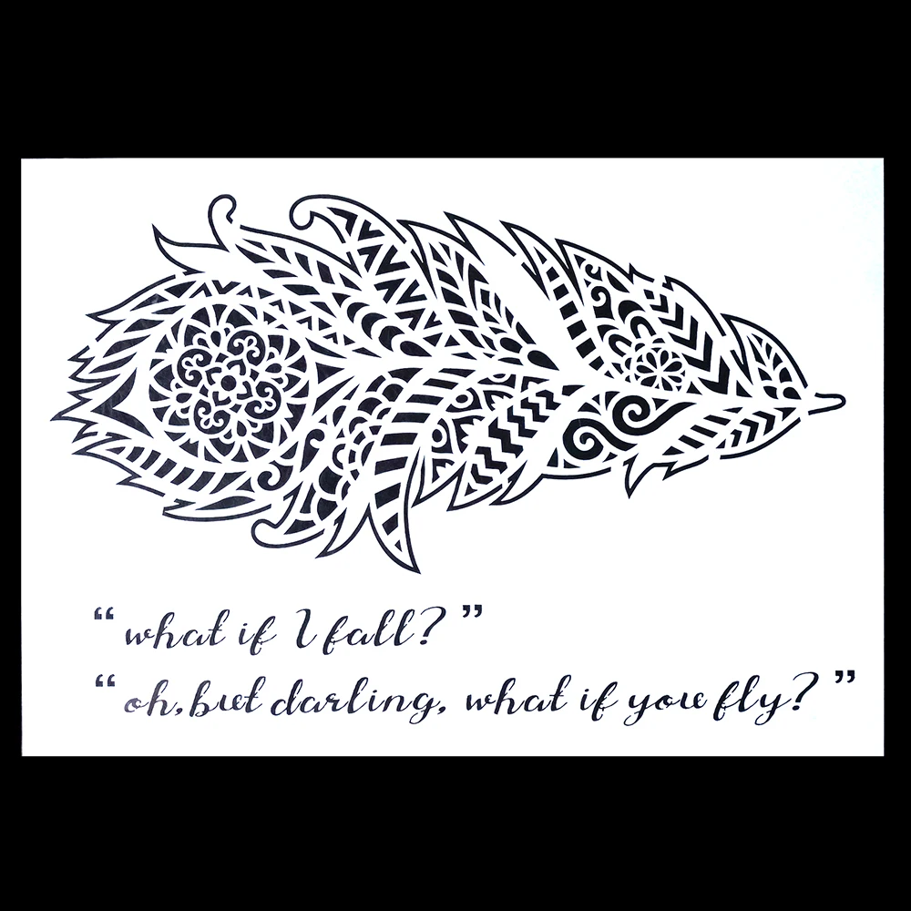A4 A3 A2 Size DIY Craft Layering Feather Mandala Stencil For Walls Painting Scrapbooking Album Decorative Embossing Paper Card