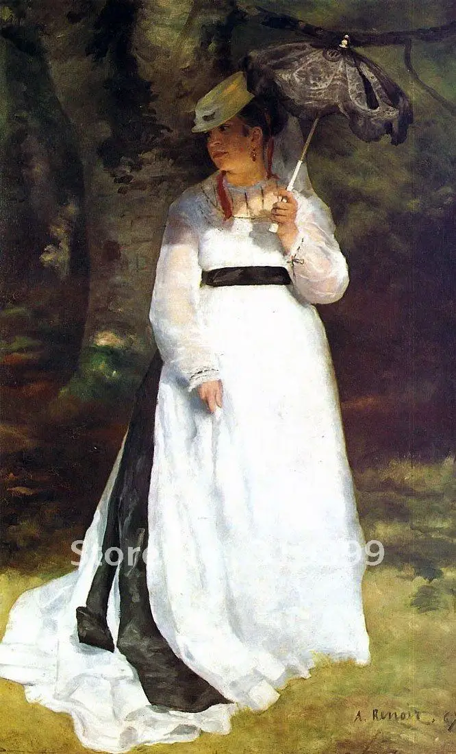 

Oil Painting Reproduction on linen canvas,laundrelise with parasol by pierre auguste renoir,Free Fedex Shipping,handmade