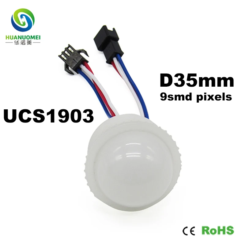 35mm 9LEDs UCS1903 led pixel light full color module digital bulb rgb 5050 smd lamp addressable led amusement park ride lighting