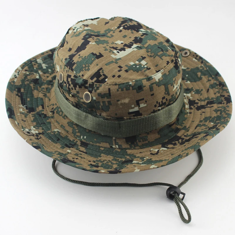 Outdoor Camo Boonie Hat Men Women Airsoft High Quality Cotton Cap Bucket Hats Hunting Fishing Cap MF054