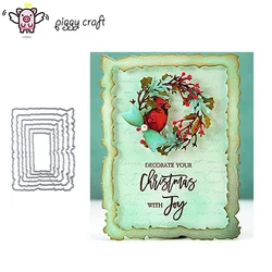 Piggy 6pcs/Set Torn Rectangle Frame Stencil Metal Cutting Dies Stencil for DIY Scrapbooking Album Embossing Paper Cards