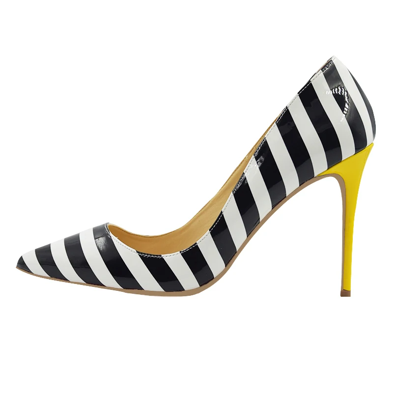 Big Size 34-45 Sexy White/Black Zebra Strips Women High Heels Shoes for Dress Party