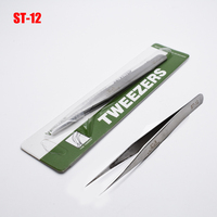 1pcs Vetus Stainless Steel Tweezers electronic HRC-40 Herramientas Ferramentas Precision Diy Tweezers Hand Tools ST-12