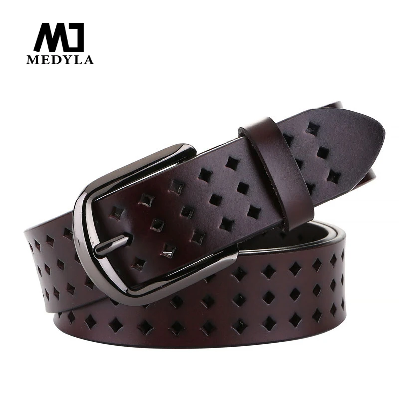 

MEDYLA Women Belt Natural Leather Hollow Belt For Women Plus 3.3cm Wide Women's Belt For Jeans Casual Pants