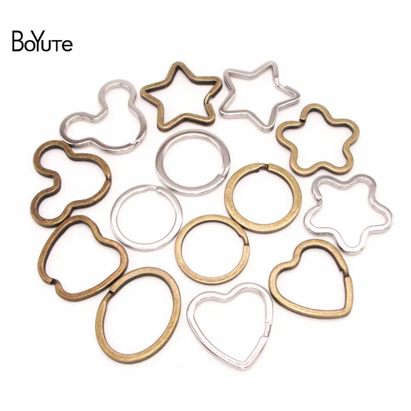 BoYuTe (5 Pieces/Lot) Metal Iron Key Holder Split Rings Heart Star Mickey Keyring Diy Jewelry Findings Components