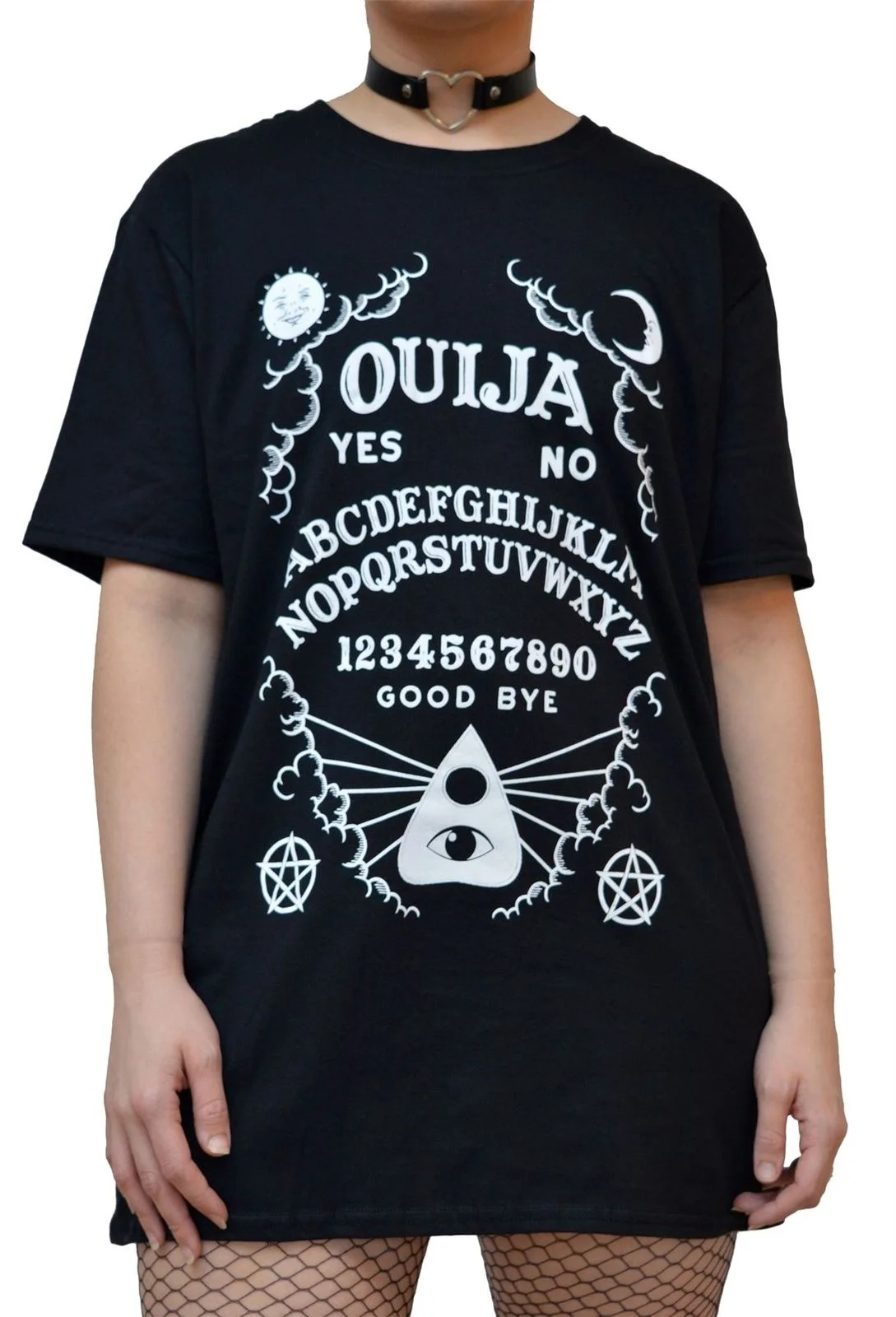 

kuakuayu HJN Ouija Board Women Gothic Black T-Shirt Grunge Swag Graphic Tee Halloween Clothing