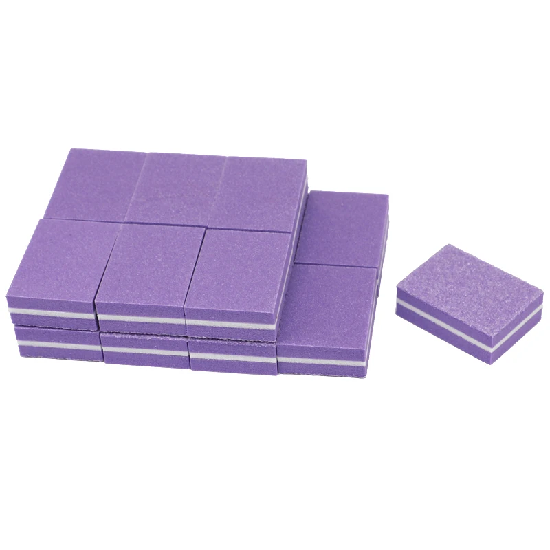 Bloc tampon violet pour ongles, 200 pièces, éponge de ponçage Double face, limes à ongles pour manucure, meulage, outil d'art pour vernis Gel