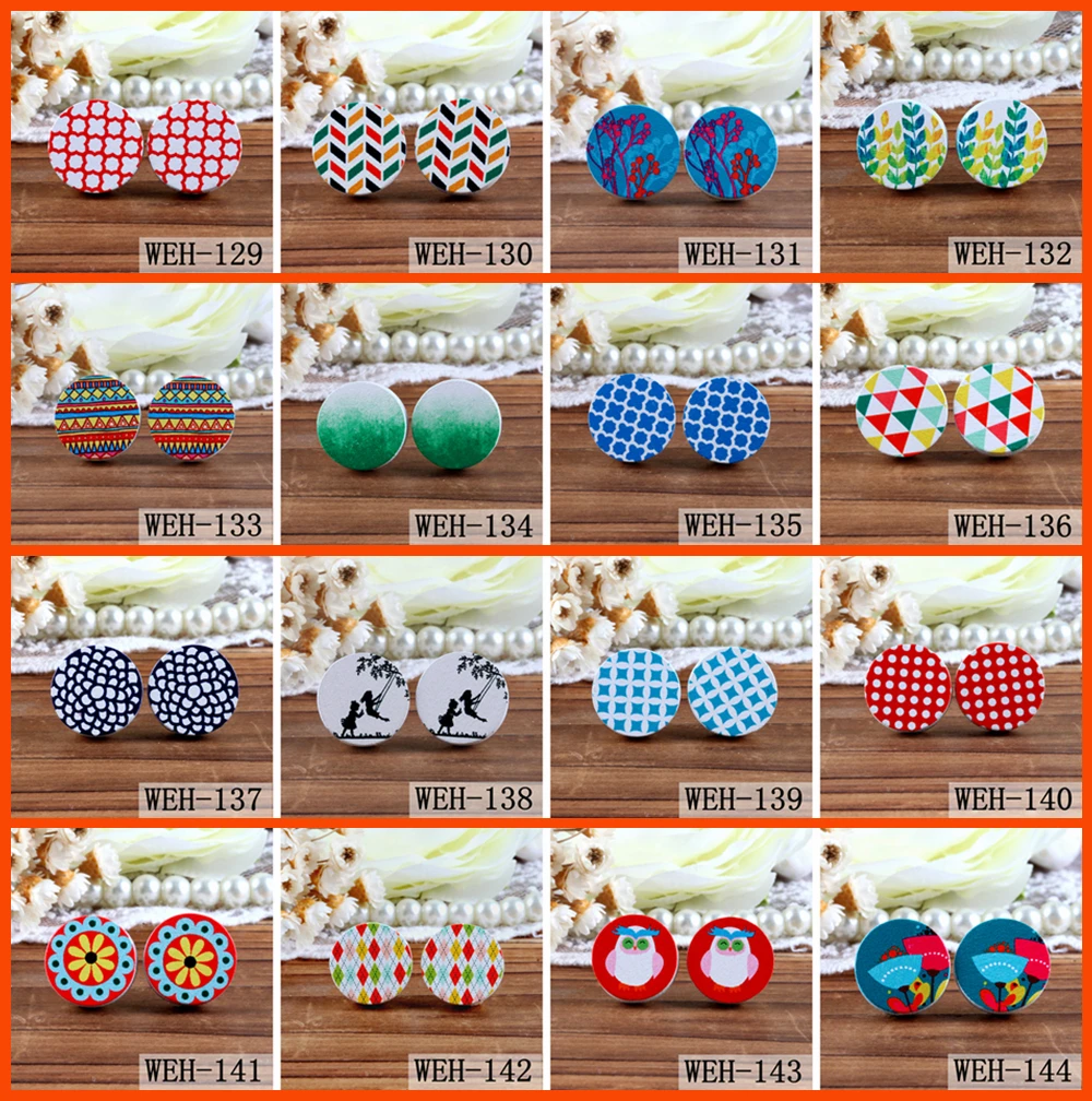 

No holes 2OPCS 16mm Round Photo Wood Laser Cut Cabochon to make Rings, Earrings,Hair pins,Bracelets