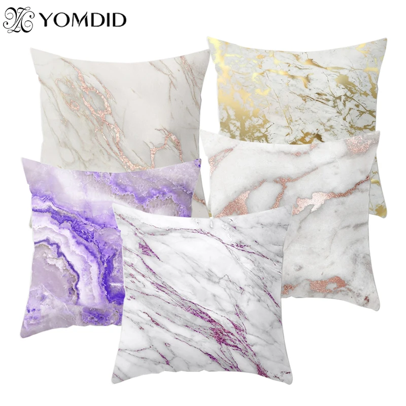 Marble Texture Cushion cover Polyester Geometric Throw Decorative PillowCase Cushion Cover For Chair Sofa Home Car Decor 45x45cm