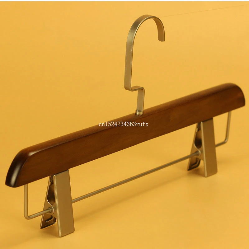 

50pcs Skirt Adult Clothes Clamp Stand Hanger Anti-Skidding Natural Wooden Hanger With Clips For Pants Free Shipping