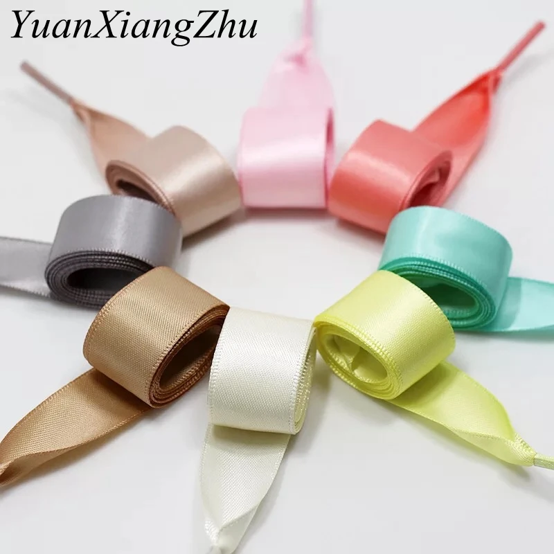 1Pair 2 CM Width Satin Shoe laces Flat Silk Ribbon ShoeLaces Boots Sneakers ShoeLace 19 Colors Length 80CM 100CM 120CM S-1