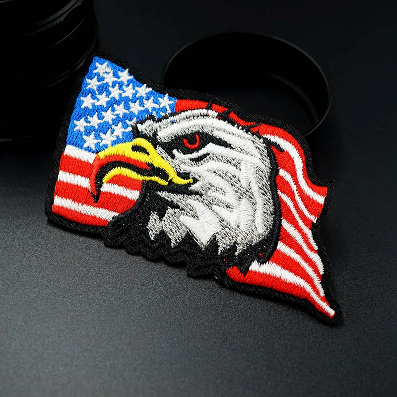 Eagle Size:5.1x9.0cm Embroidered Patch for Clothing Iron on Sew Applique Cute Fabric Clothes Shoes Bags DIY Decoration Patches