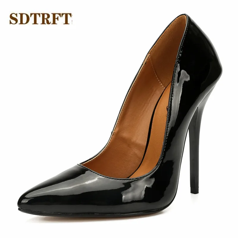 SDTRFT sexy single shoes pointed toe 14CM thin high-heeled shallow mouth dress pumps Crossdresser Stilettos zapatos mujer