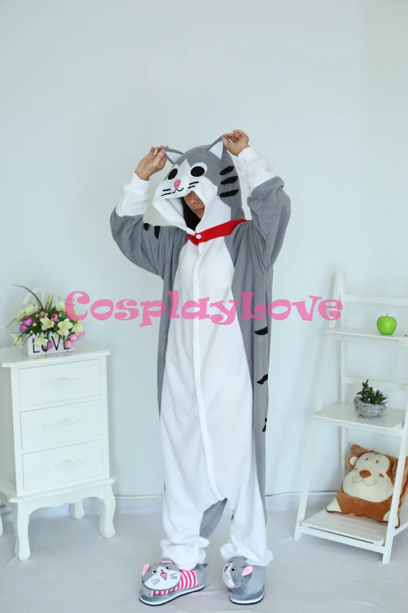 Cheese Cat Pajamas Animal Cosplay Costume Coral Women Men Kid Adult Pajamas Onesies Cartoon Halloween Sleepwear Sleepsuit