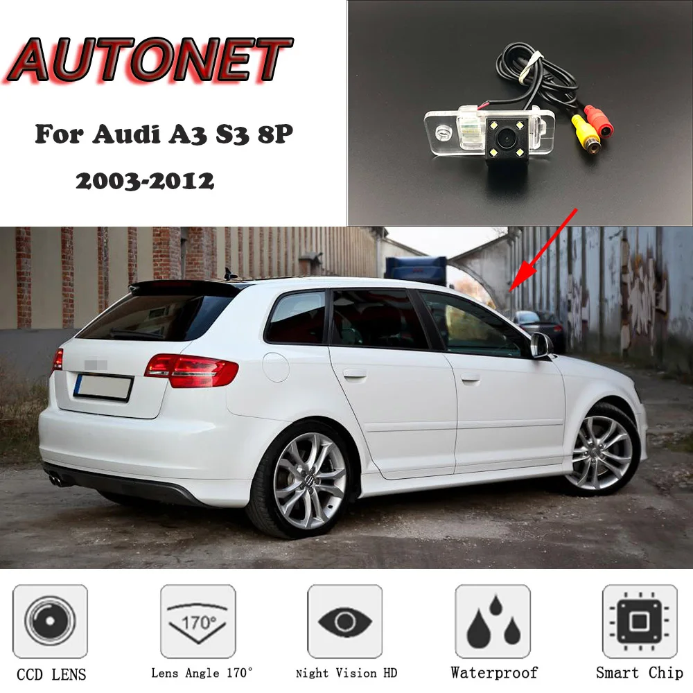 AUTONET HD Night Vision Backup Rear View camera or Bracket For Audi A3 S3 8P 2003-2012 3D 5D /License Plate camera