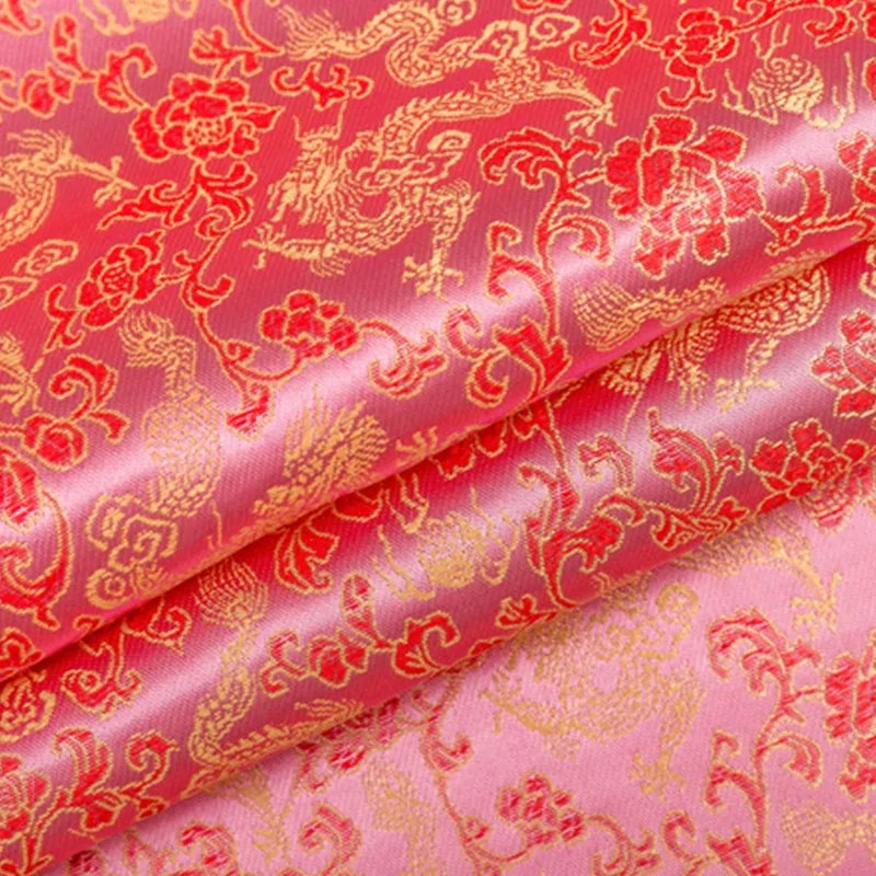 Chinese Style Brocade Jacquard Satin Fabric For Cheongsam Kimono And Bag Patchwork Needlework Material Various Colors TJ0246