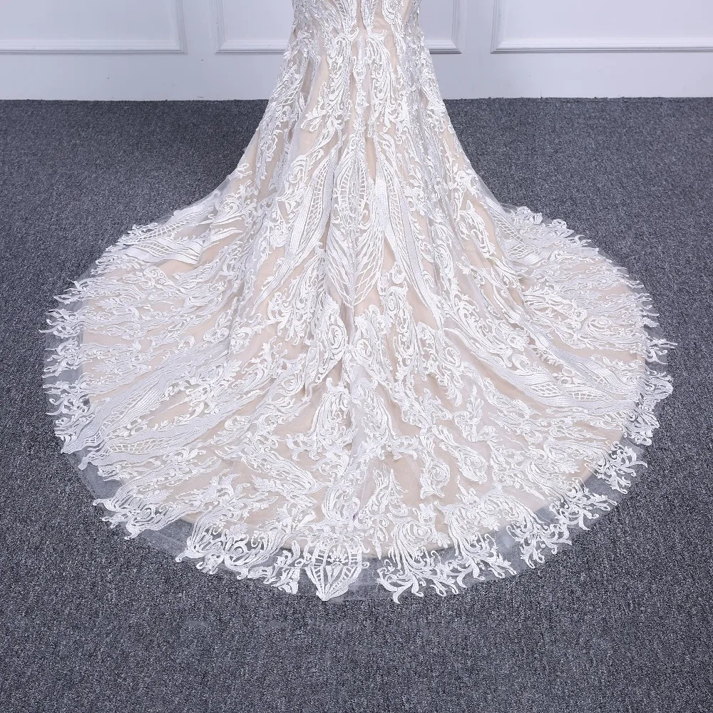 Abito da sposa a sirena vintage personalizzato a maniche lunghe in pizzo Abiti da sposa africani per abiti da sposa da sposa 2025