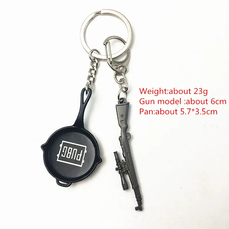 PUBG Cosplay Costume Keychain Movable Helmet Backpack Pan Alloy Model Key Chain llaveros 98K AWM Mini Pendant llaveros