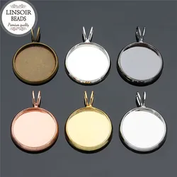 LINSOIR 5pcs Gold Color Necklace Pendant Blank Base Fit 10 12 14 16 18 20 mm Cabochon Setting Cameo Tray For Diy Jewelry Making