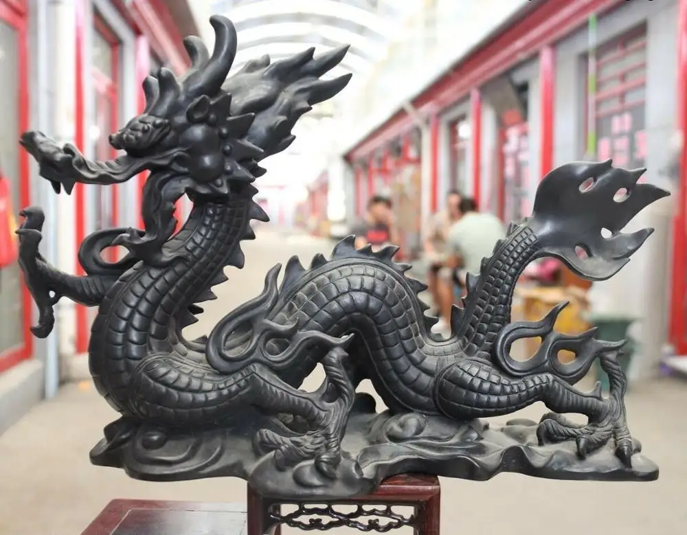 China Bronze Copper Feng Shui Wealth Dragon Zodiac Animal Dragon Statue BN5425