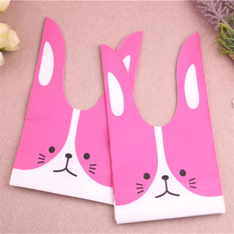 Wholesale 50pcs/lot 10x17cm Lovely Wedding Gift Packaging Biscuit Sachet Cadeau With Cat Cute Rabbit Ear Cookies Bags