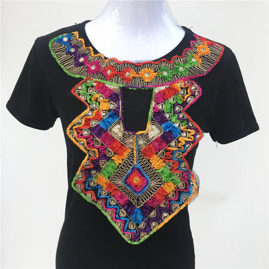 1pc Colorful African Sequins Lace Fabric Collar Neckline Collar Venise Applique Sewing Diy Craft Accessories