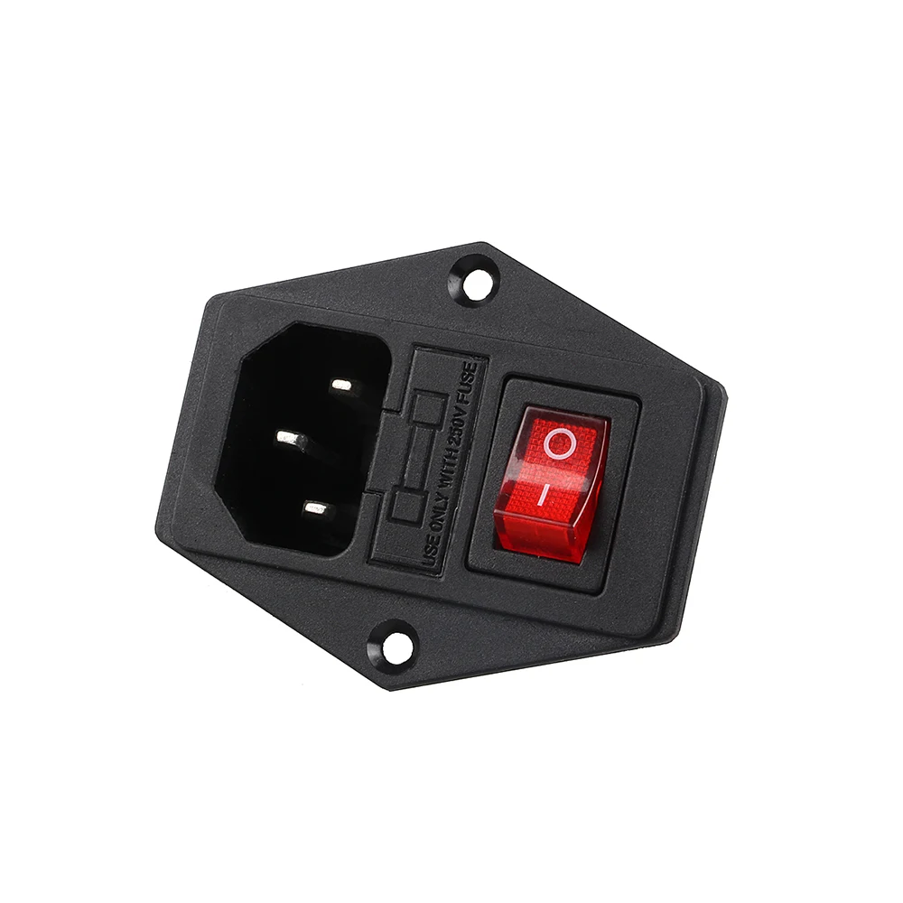 Power Rocker Switch IEC 3 Pin 320 C14 Inlet Power Sockets Switch Connector Plug 10A 250V AC Power Switch