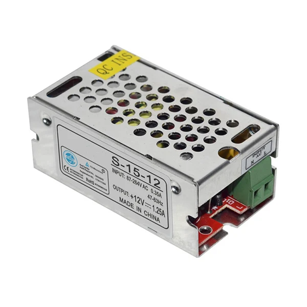 20Pcs/Lot High Quality 12V 1.25A 15W LED Power Supply Driver For LED Strip AC 110V 220V To DC Non-Waterproof