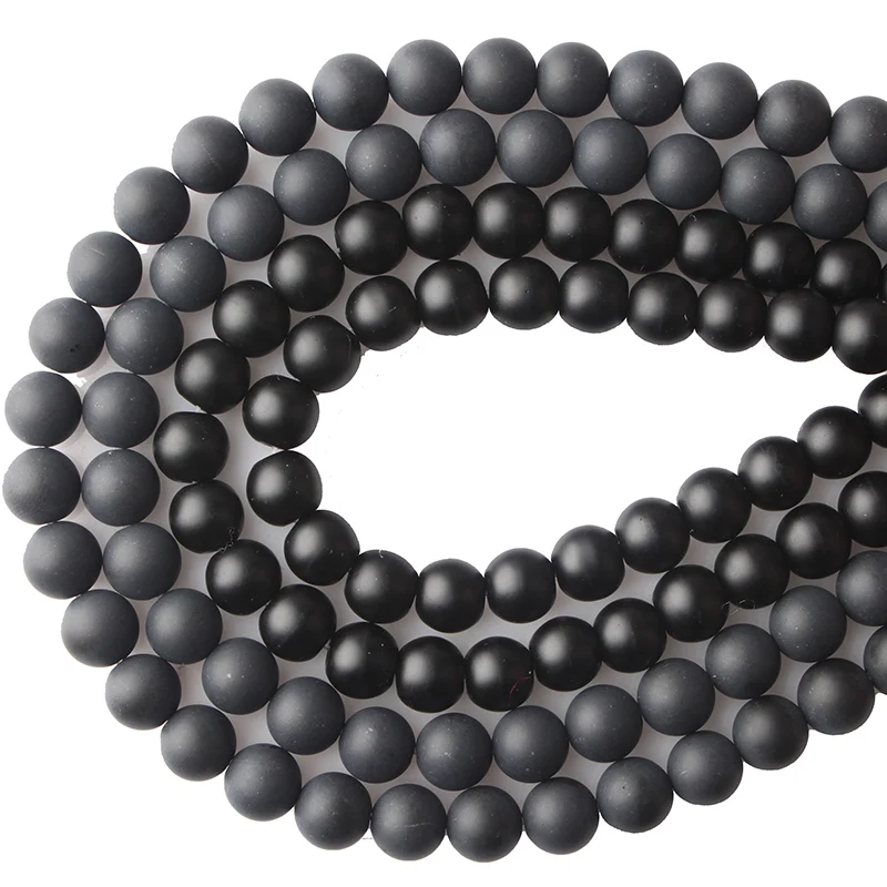 CAMDOE DANLEN Natural Stone Black Dull Polish Matte Agates Onyx Frost Glass Beads 4 6 8 10 12 14 mm Fit DIY For Jewelry Making