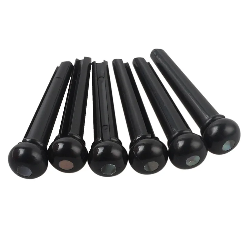 Cuerdas de Guitarra acústica, alfileres de puente, PVC negro, 6 uds.