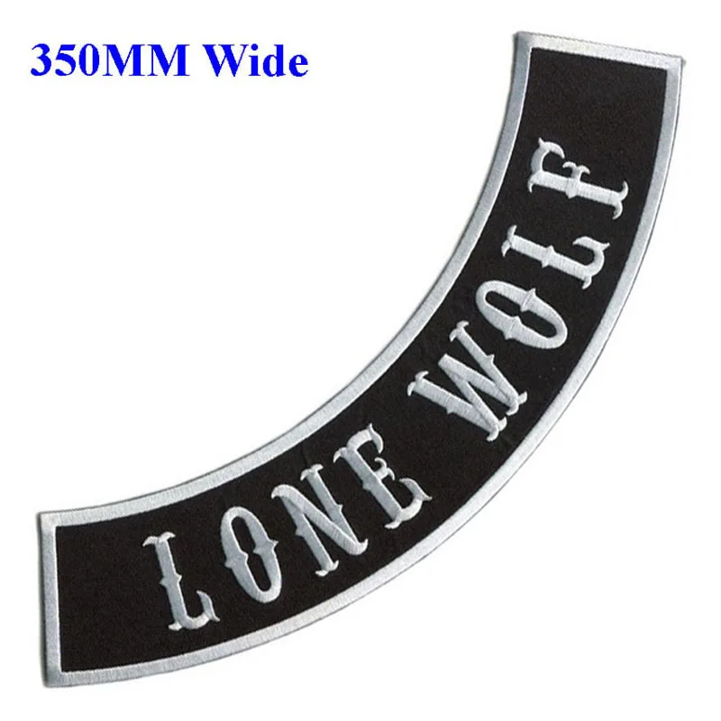 350MM wide rocker of LONE WOLF patch for full back embroidery patch/bordado flores/sewing gifts/bordados para costura