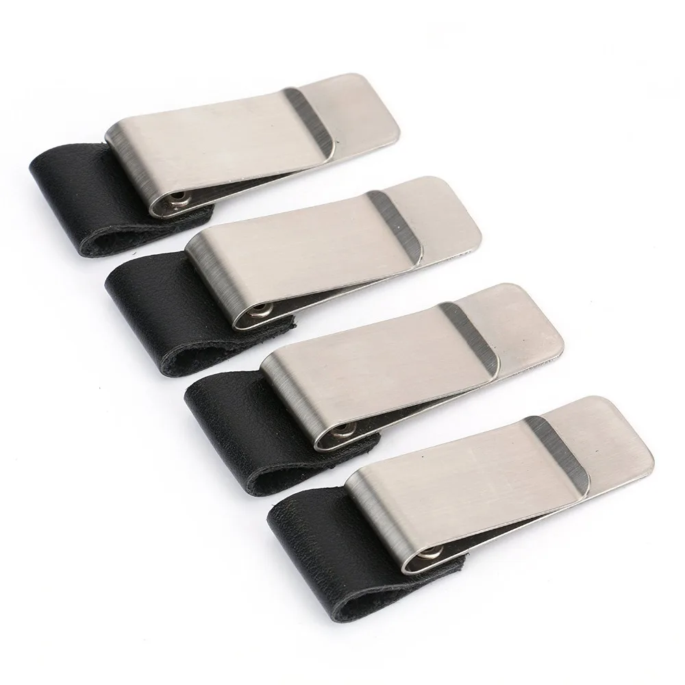 Traveler Notebook Leather Pen Holder Metal Leather Pen Holder Pen Loop Steel Clip,Pack of 4