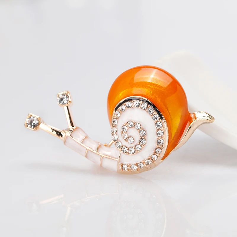 Fashion Enamel Cute Snails Insect Brooches Pins For Women Men Crystal Lovely Animal Party Coat Dress Suit Jewelry Kids Gifts